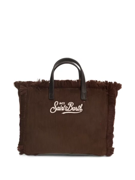 Geantă shopper Mc2 Saint Barth de catifea cord maro