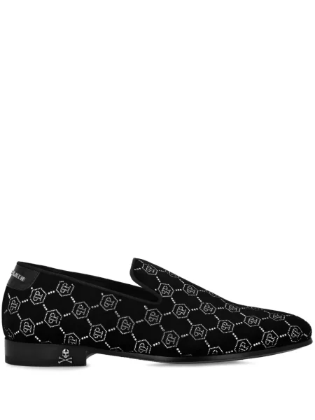 Pantofi loafer Philipp Plein de catifea negru