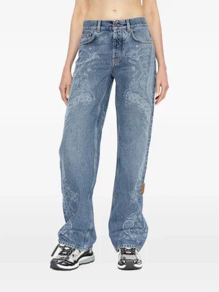 Blugi Off-white cu imagine cu model paisley alb