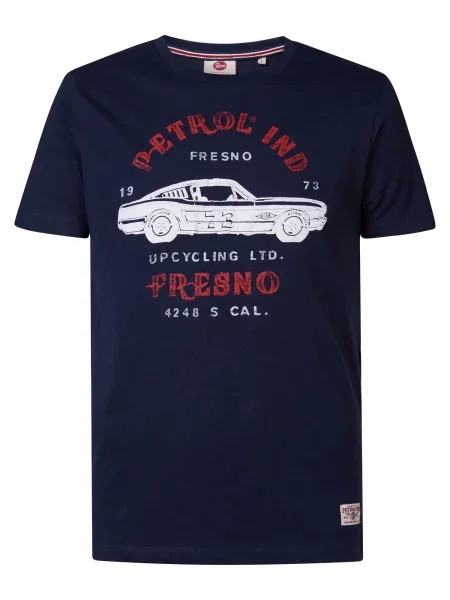 Petrol Industries Tricou bleumarin / roșu alb