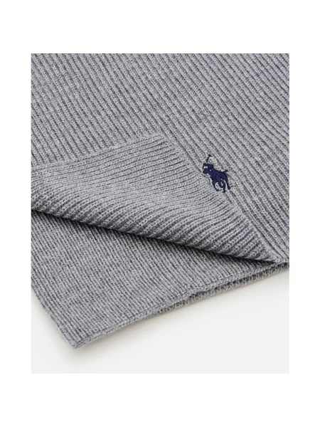 Szal z czystej wełny z wyhaftowanym logo Polo Ralph Lauren szara