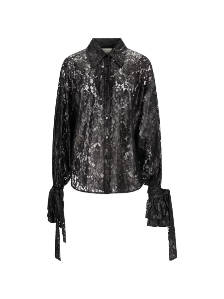 Cămașă Blumarine din dantelă cu legături negru