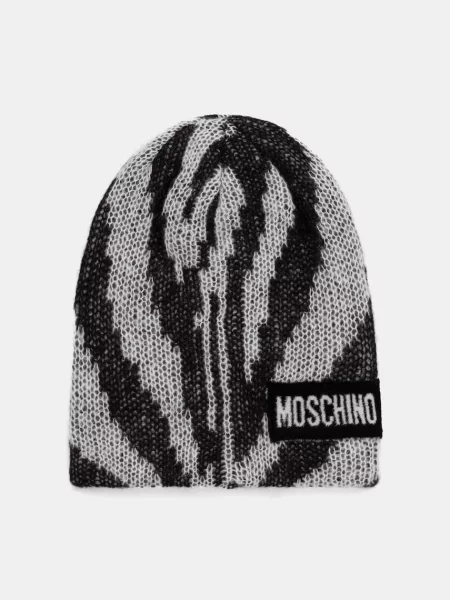 Moschino căciulă de damă cu amestec de lână gri