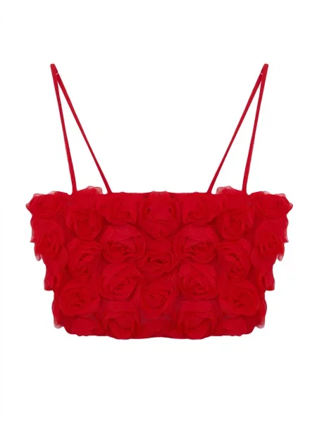 Modrček Trendyol s cvetličnim vzorcem obrezano rdeča