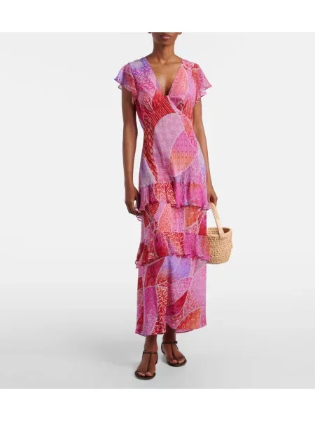 Rochie maxi Rixo de mătase cu imagine de costum