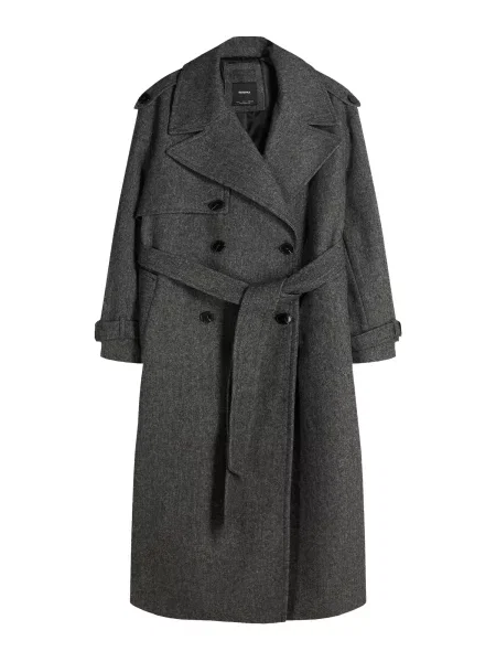 Bershka Palton de primăvară-toamnă metalic / deschis gri