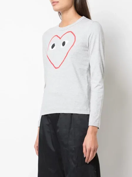 Tričko Comme Des Garçons Play s potiskem šedé