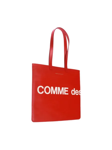 Torba Comme Des Garcons z logo skórzana czerwona