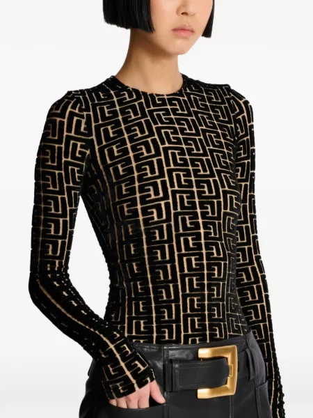Top Balmain de catifea negru