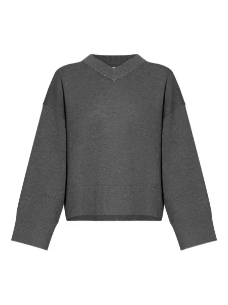 Pulover Samsøe Samsøe cu decolteu în V gri