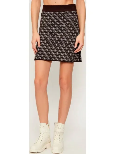 GUESS Fustă AUBREY cu adaos de lână maro