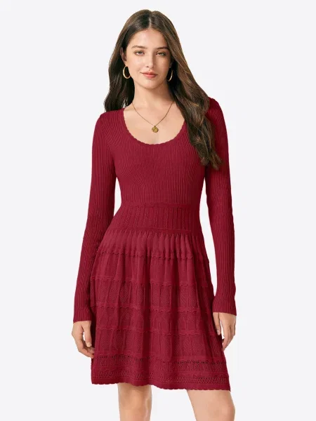 Imily Bela Rochie tricotat cranberry roșu