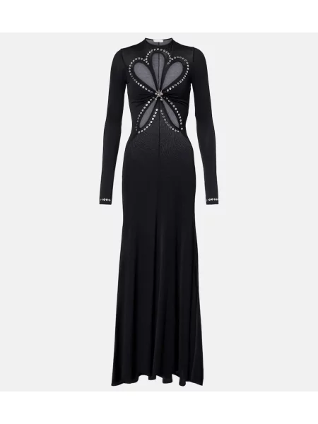 Rochie maxi Rabanne din jerseu de costum negru