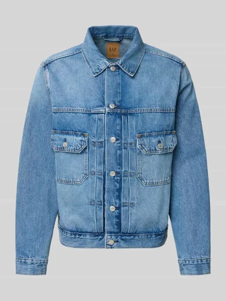 Kurtka jeansowa w kroju regular fit z wykładanym kołnierzem model MENDOCINO' Gap niebieska