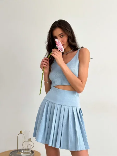 ART KNIT Спідниця міні Бавовна/еластан блакитний