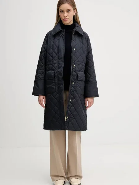 Barbour sweter z dodatkiem wełny Wren z golfem beżowy