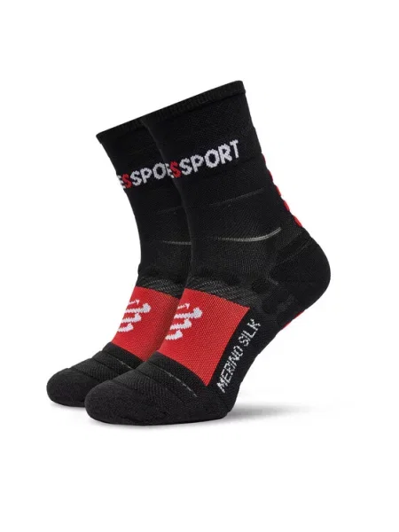 Skarpety zimowe Compressport Pro Racing czarno-czerwone T1 czarne
