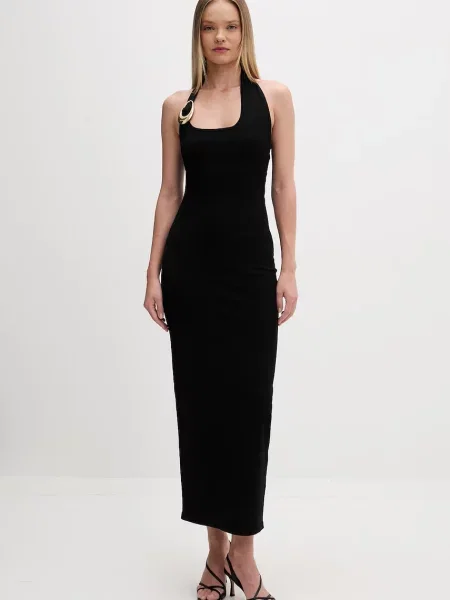 HUGO mala obleka z viskozo Shagar črna