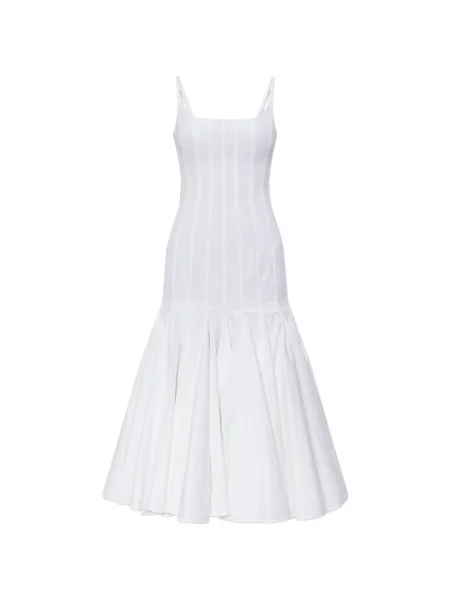 Rochie midi Jacquemus plisată până la genunchi de costum alb