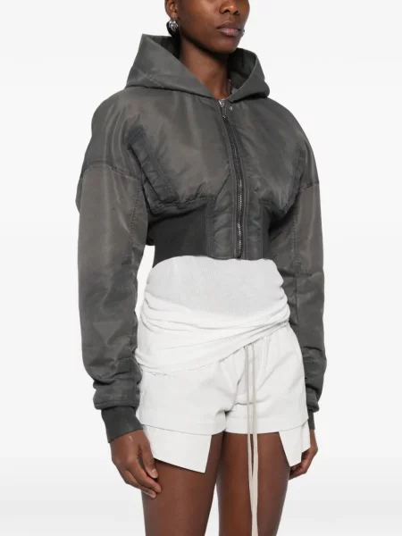 Decupat geacă Rick Owens Drkshdw cu glugă gri