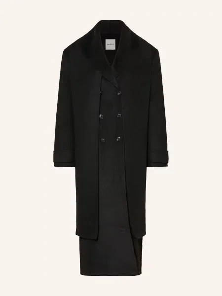 Sandro Płaszcz Bosmański Ze Zdejmowanym Szalem schwarz czarny