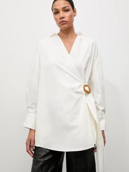 Answear.LAB camasa din cu guler clasic relaxed bej