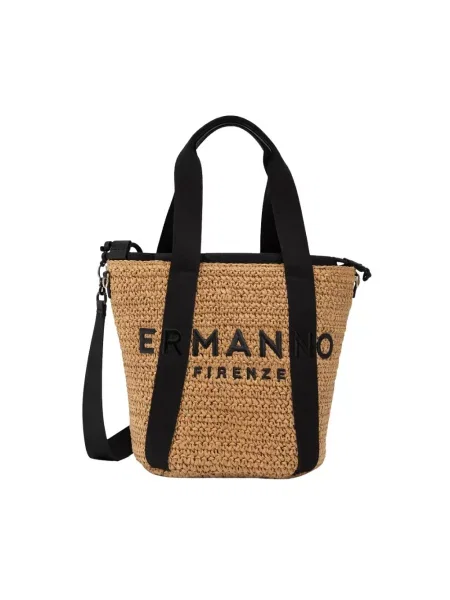 Torba plażowa Ermanno Scervino pleciona beżowa