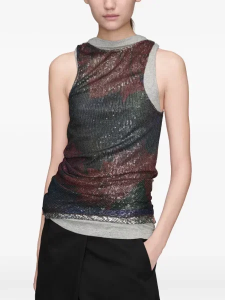 Top Maison Margiela cu paiete drapat verde