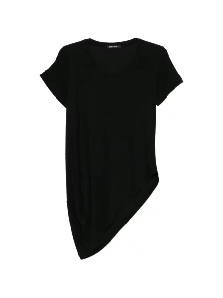 Scurt tricou Rundholz asimetric negru