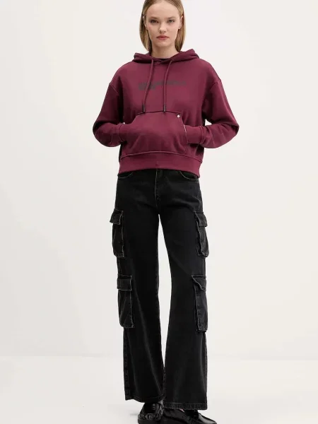 Karl Lagerfeld Jeans pulover s kapuco z bombažem