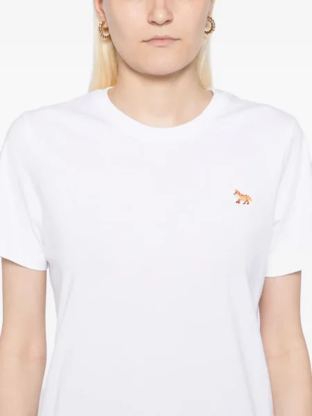 Tricou Maison Kitsune cu broderie alb