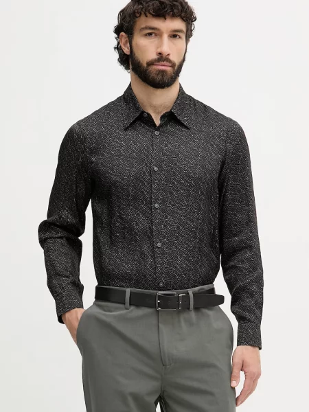 Armani Exchange košile z viskózy černá