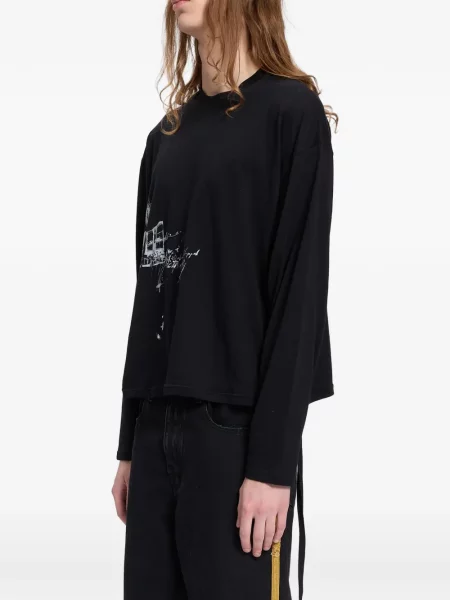 Lung tricou Ann Demeulemeester cu imagine negru