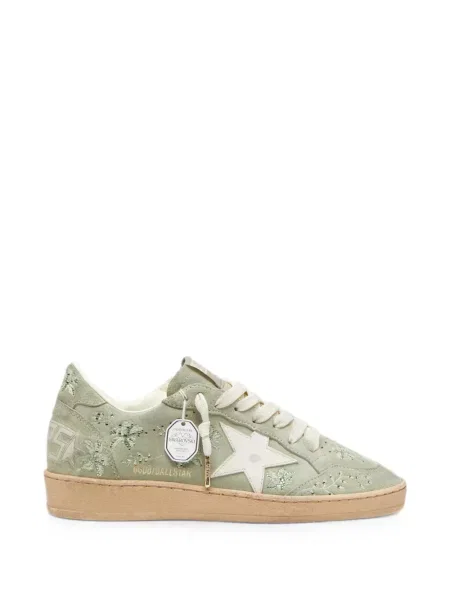 Sneakerși Golden Goose Ball Star cu broderie din piele de căprioară cu model floral alb