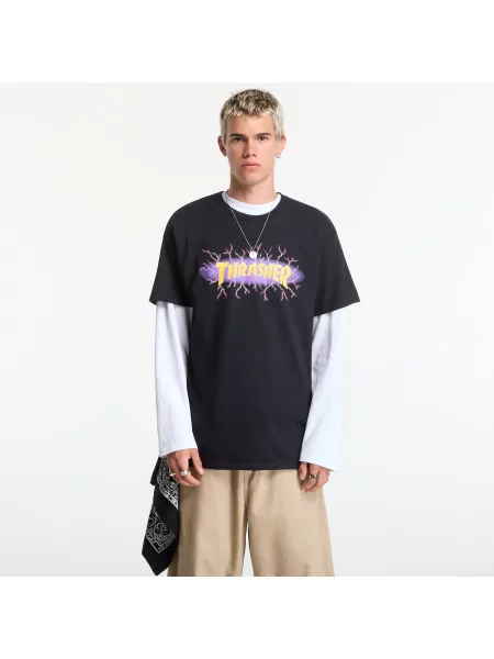 Tricou Thrasher Lightning T-Shirt Black S negru