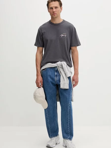 Tommy Jeans tričko pánske sivá