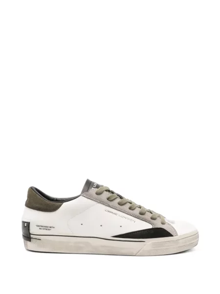 Sneakerși Crime London din piele zdrențuiți alb