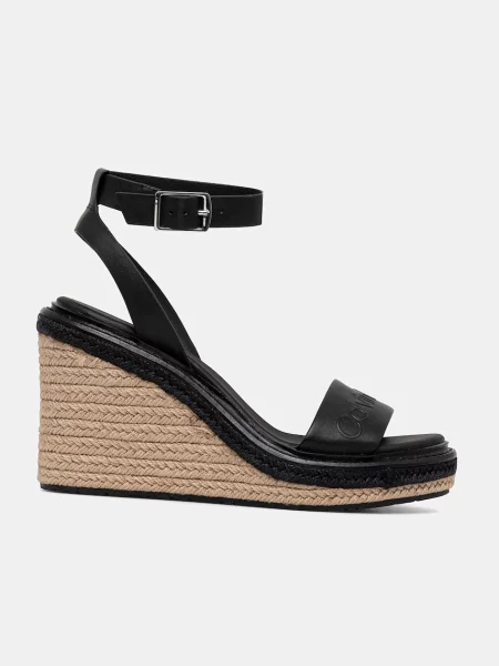 Kožené espadrilky Calvin Klein na kline čierna
