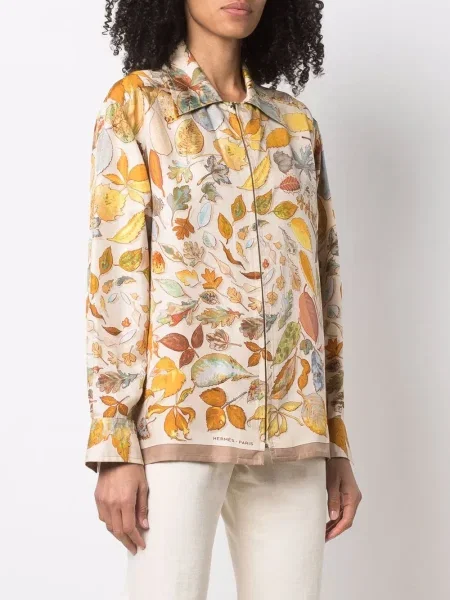 Hedvábná košile Hermès Pre-owned s potiskem