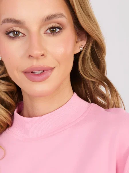 Pulover Basic Feel Good z dolgimi rokavi roza