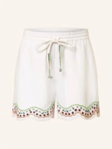 Ottod'ame Szorty Z Lnu Z Kamyczkami weiss białe