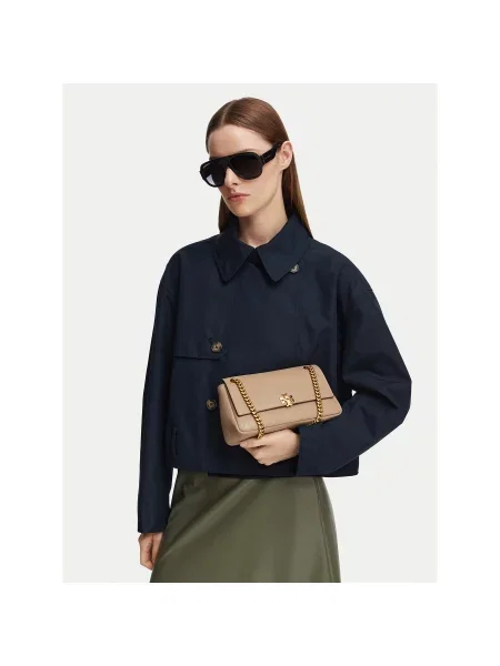 Tory Burch Дамска чанта Charlie Quilted Small Shoulder Bag Кремав бежово