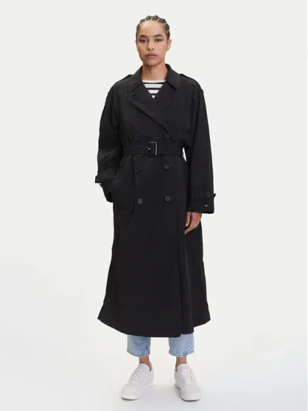 Tommy Hilfiger Trenčkot Oversize čierna