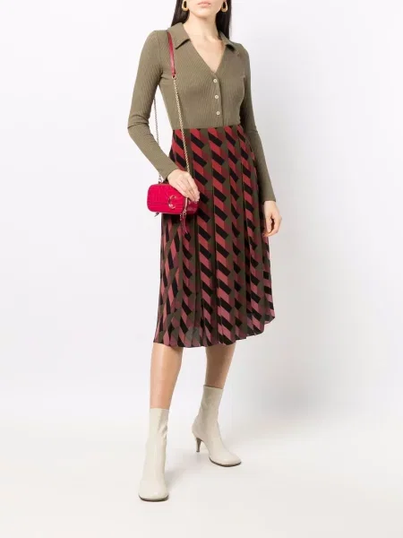Raštuotas plisuotas plisuotas sijonas Ferragamo raudona