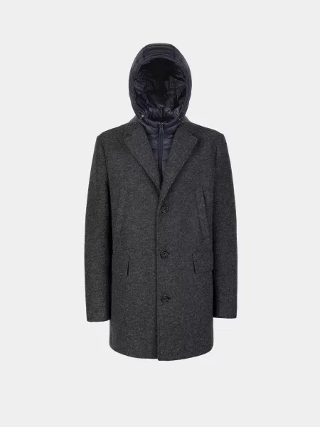 Пальто Geox вовна/поліестер сірий