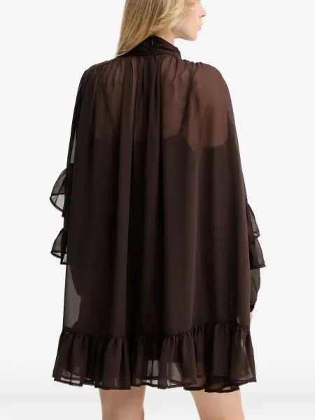 Rochie Gestuz cu volane de costum maro