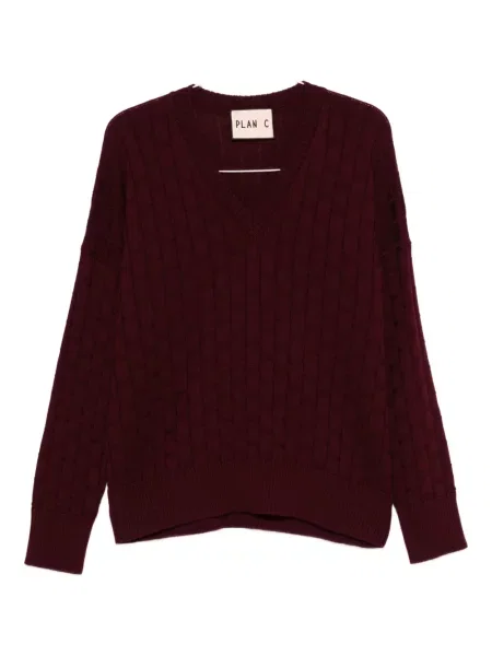 Pulover Plan C cu decolteu în V roșu