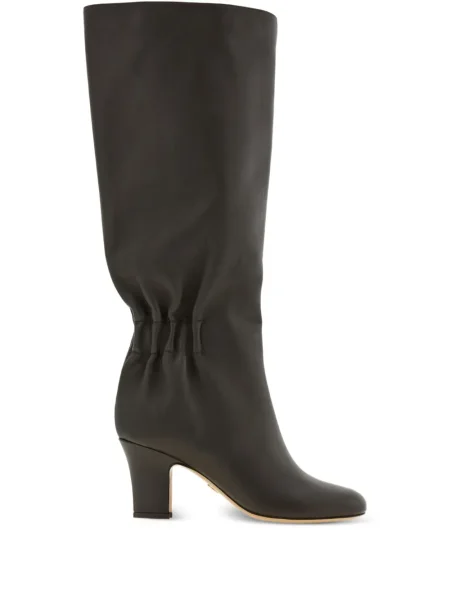 Кожени боти Ferragamo с волани кафяво