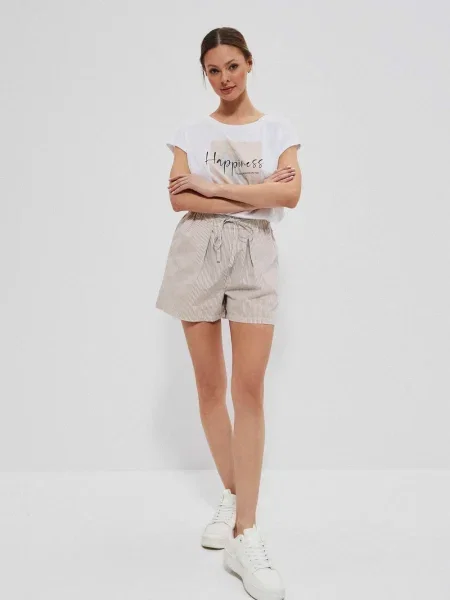 Pantaloni scurți Marisse cu dungi alb