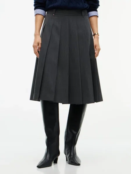 Spódnica midi o kroju regular fit z mieszanki bawełny Tommy Hilfiger szara